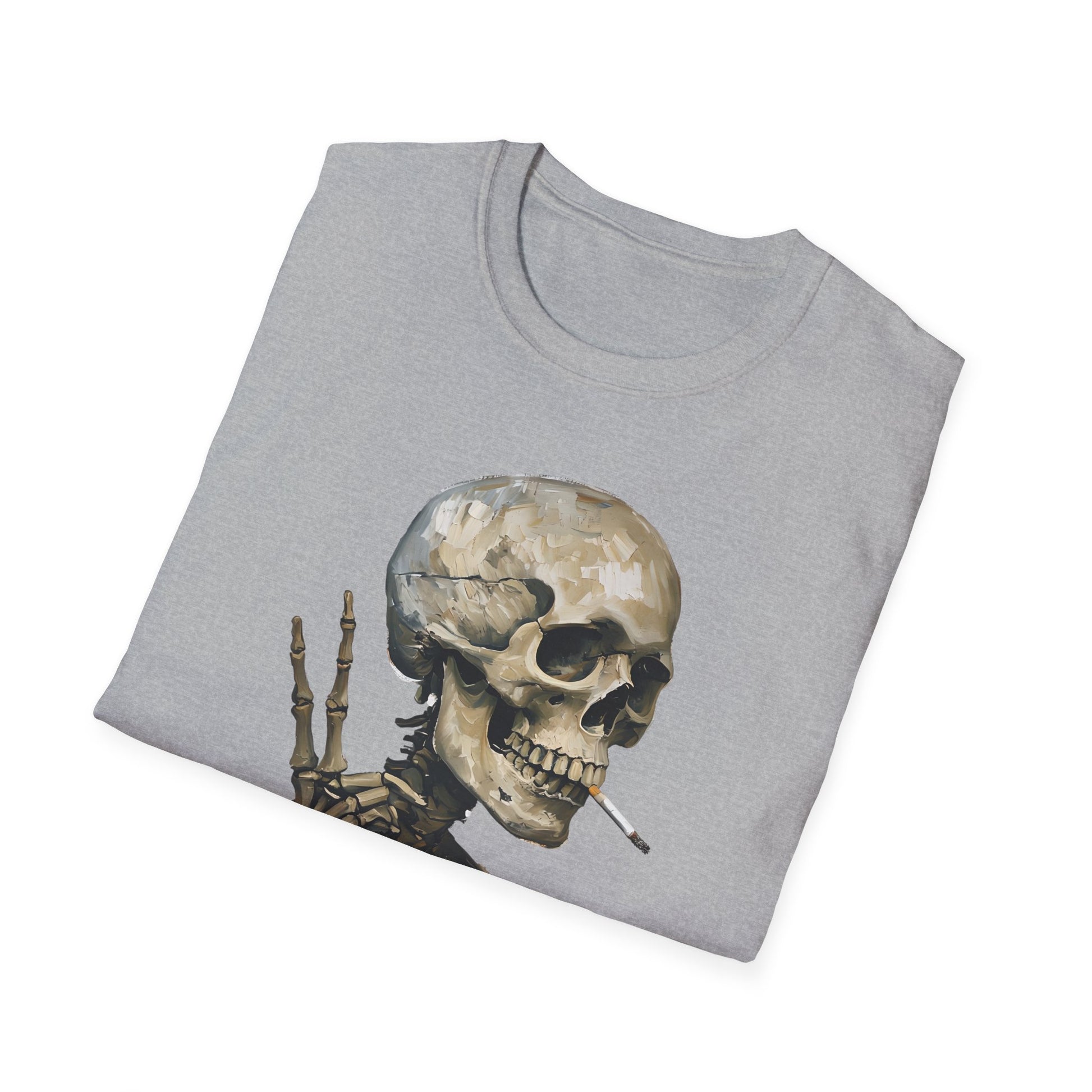 Skeleton Smoking Cigarette Peace Sign Shirt