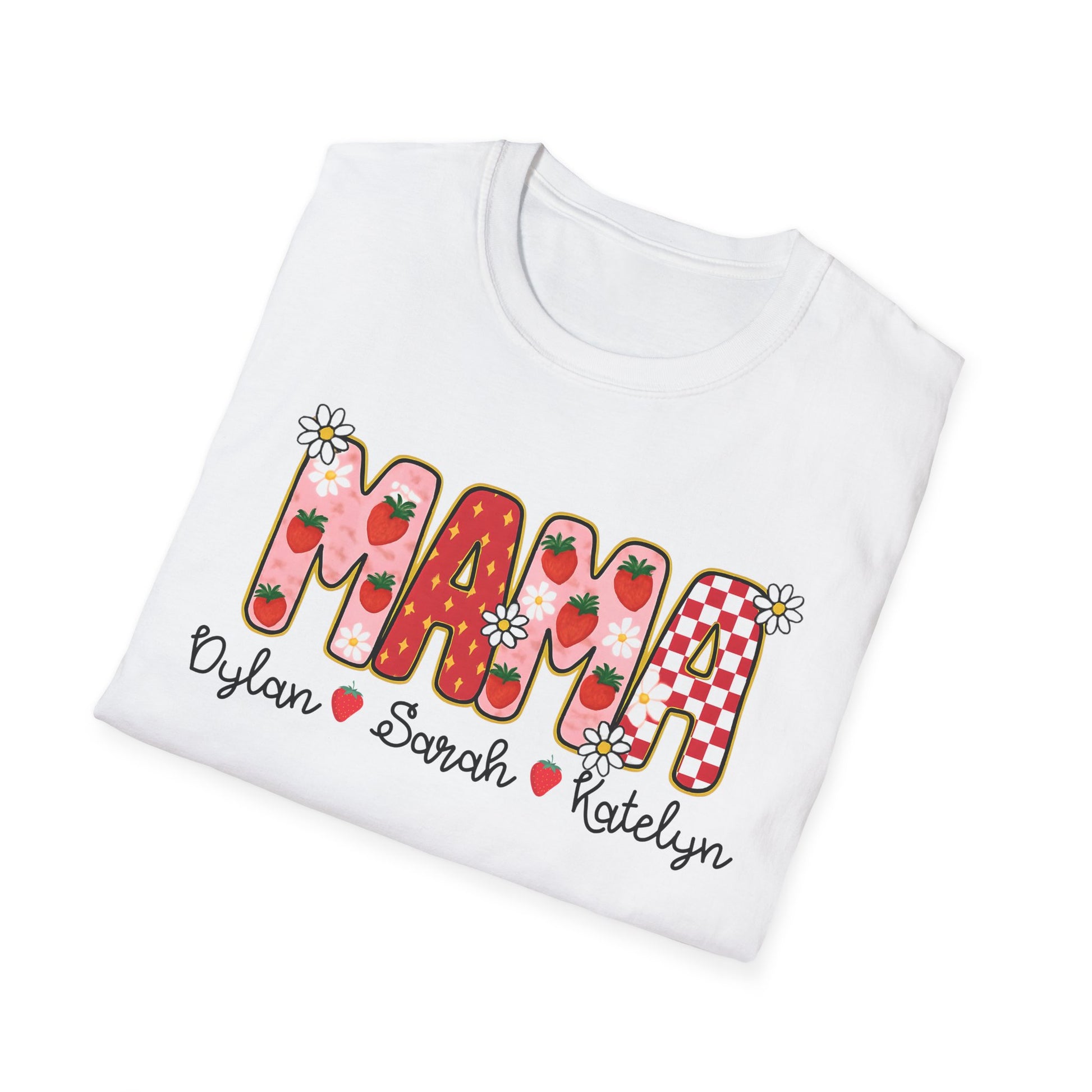 Mama Personalized Shirt Strawberries Daisies