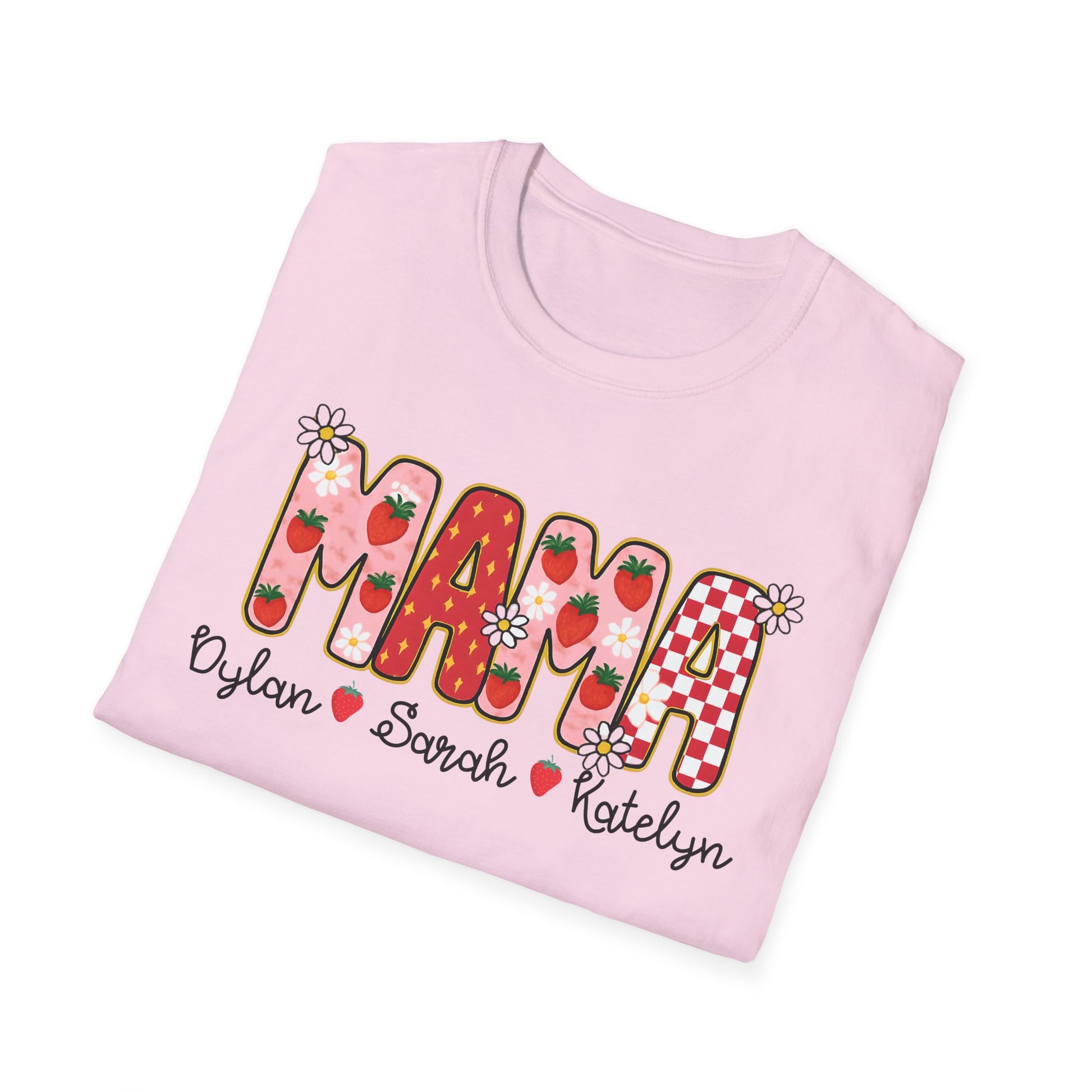 Mama Personalized Shirt Strawberries Daisies