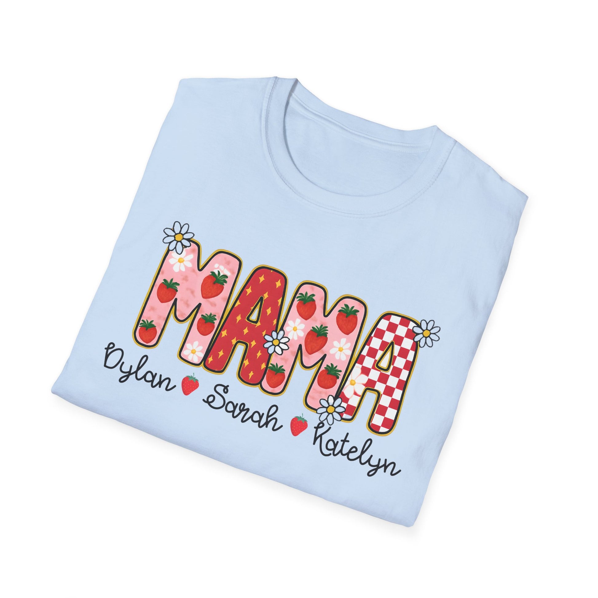 Mama Personalized Shirt Strawberries Daisies