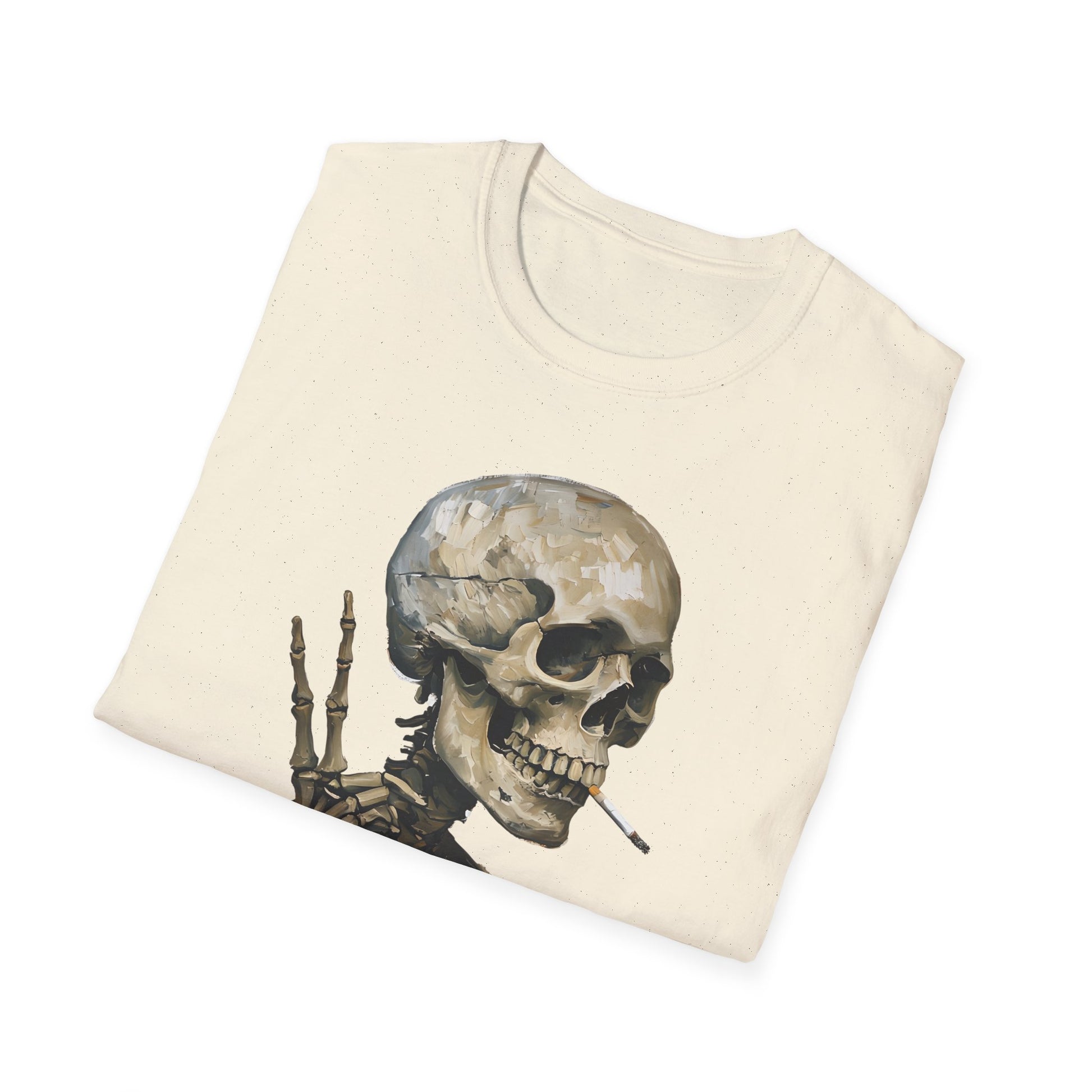 Skeleton Smoking Cigarette Peace Sign Shirt