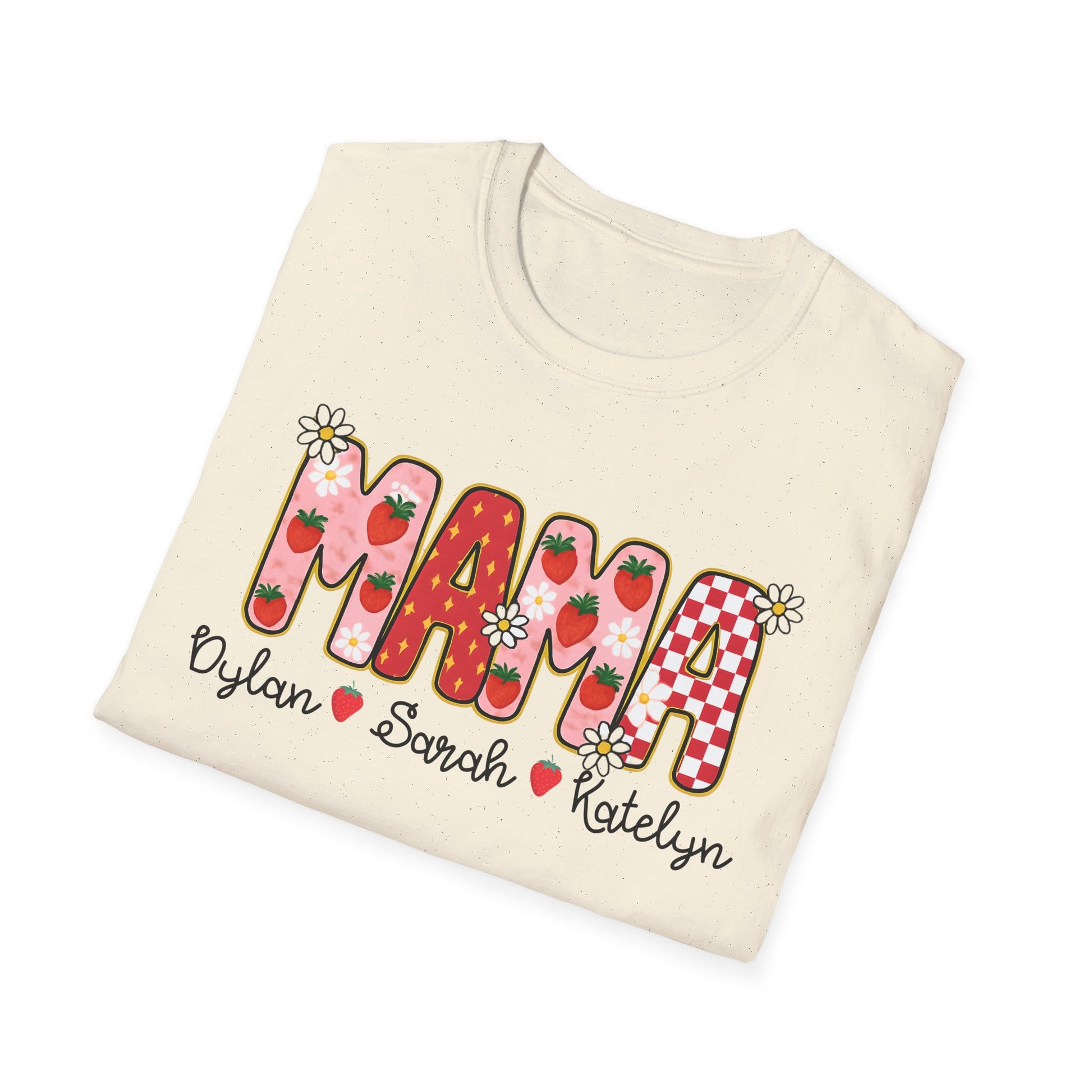 Mama Personalized Shirt Strawberries Daisies
