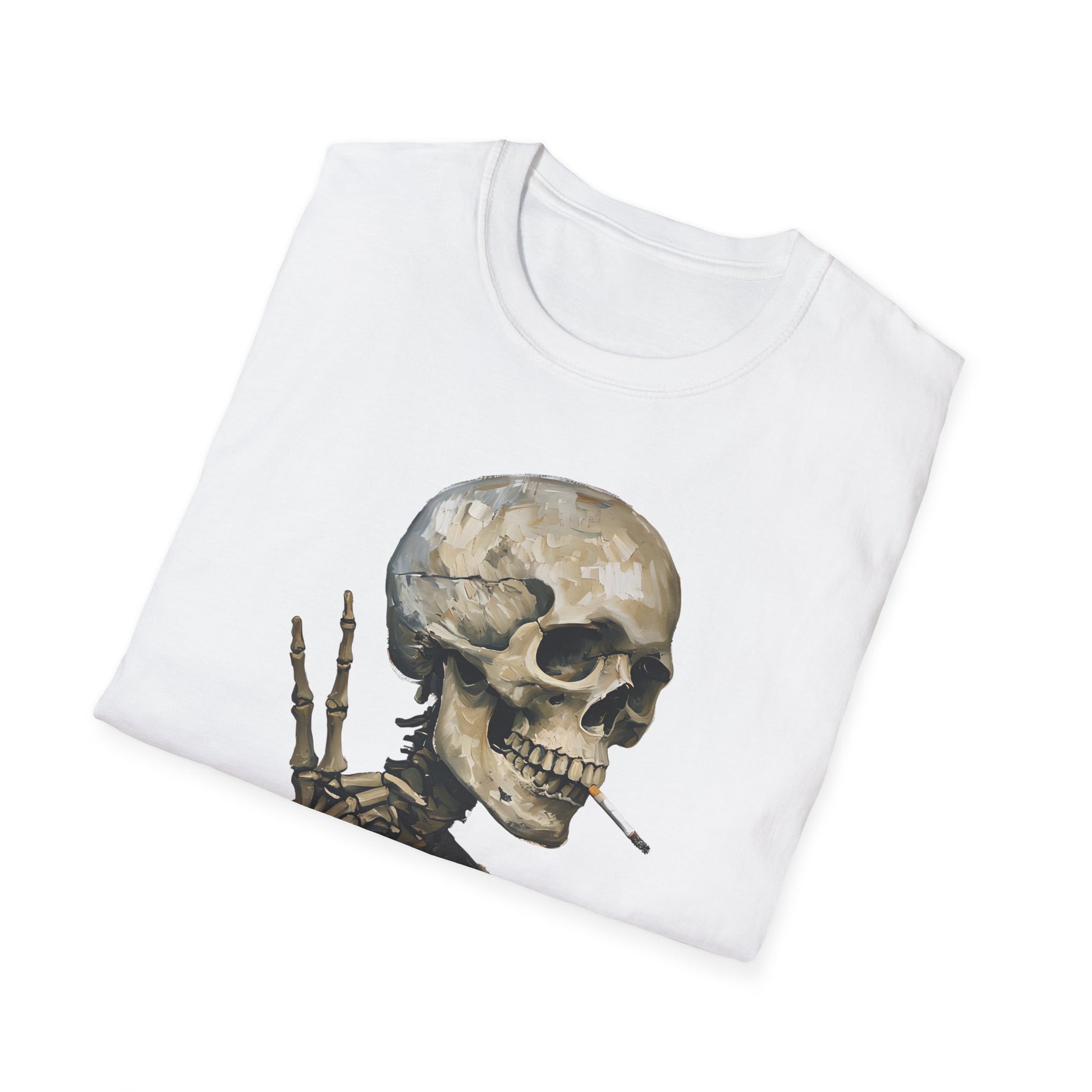 Skeleton Smoking Cigarette Peace Sign Shirt