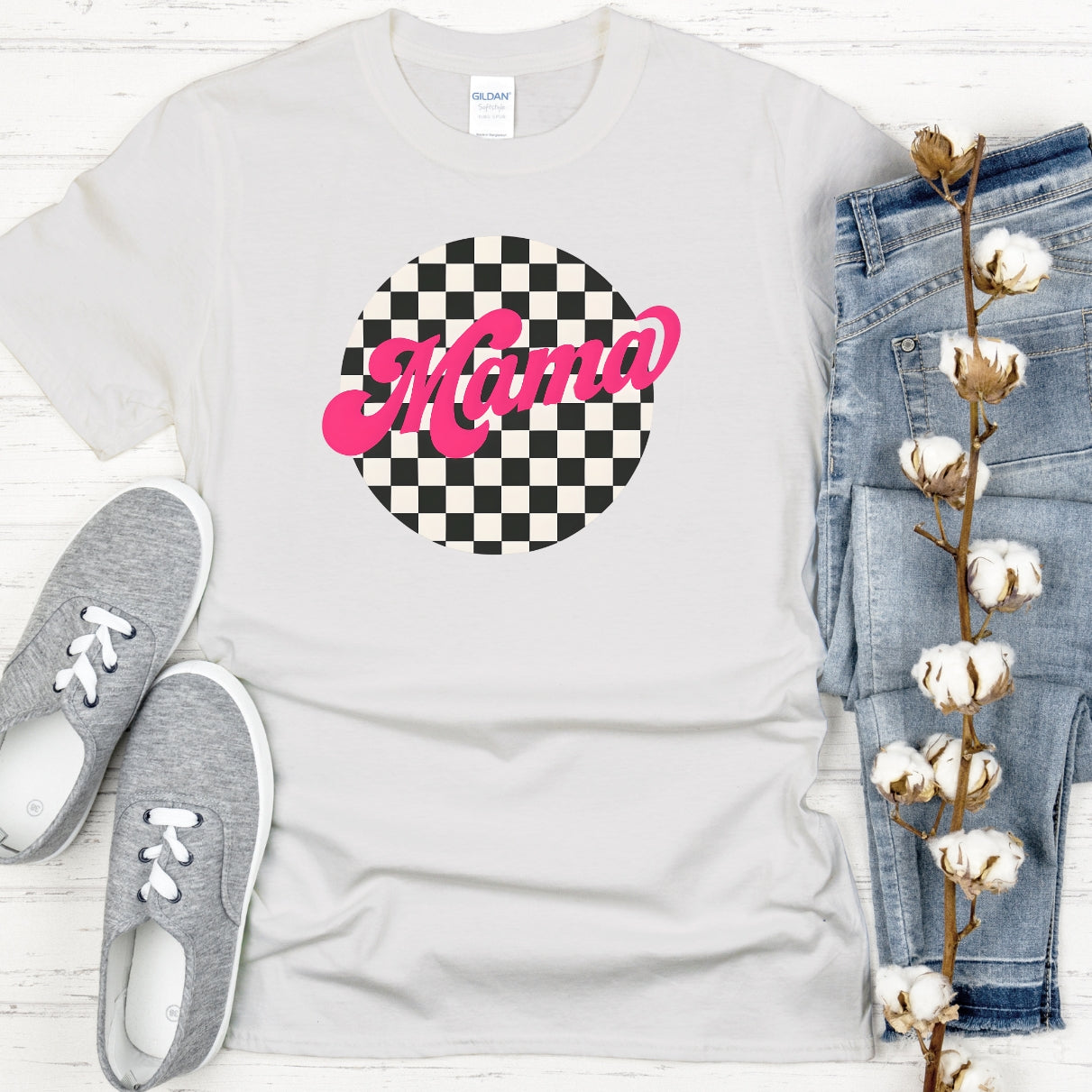 Mama Checkered Race Flag Shirt