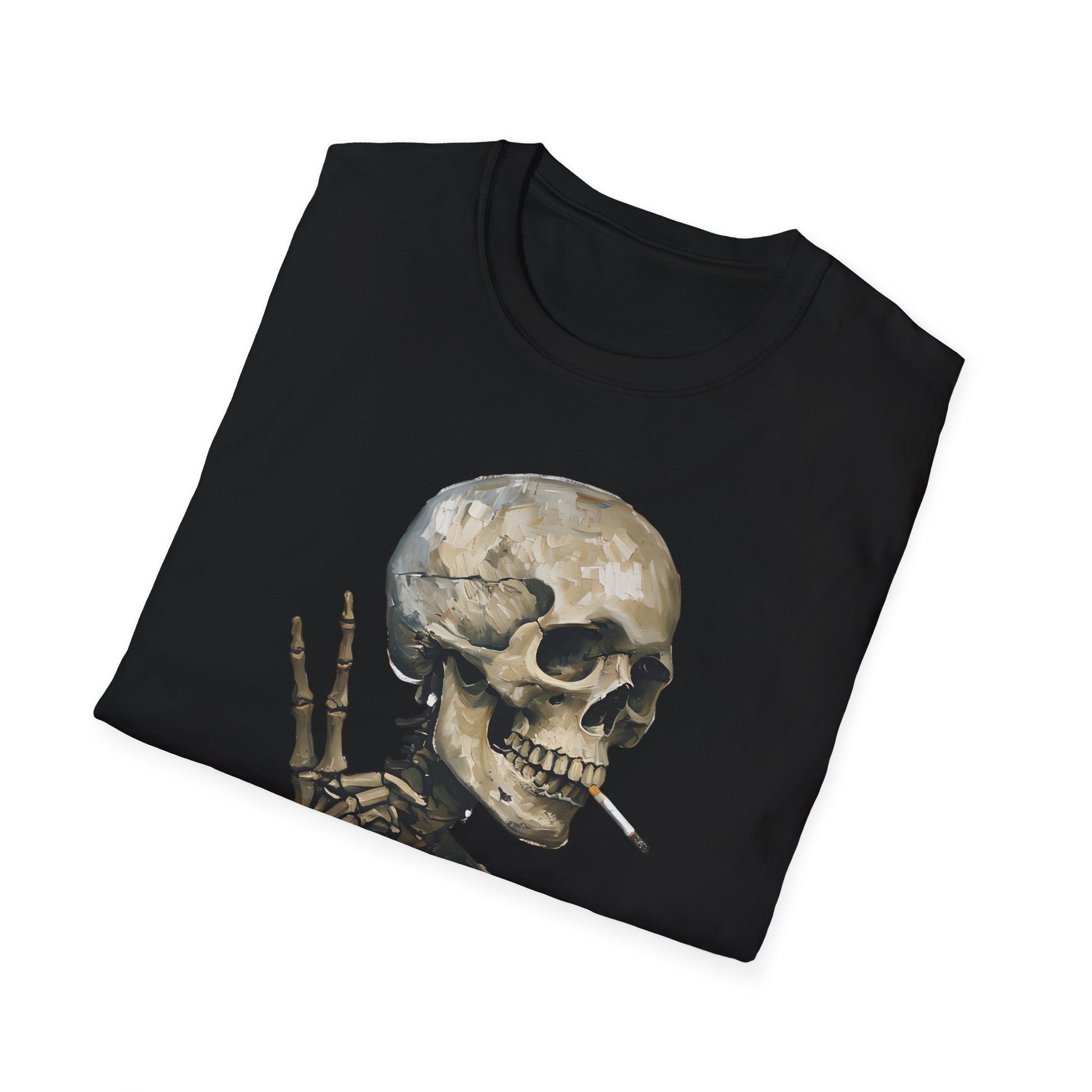 Skeleton Smoking Cigarette Peace Sign Shirt