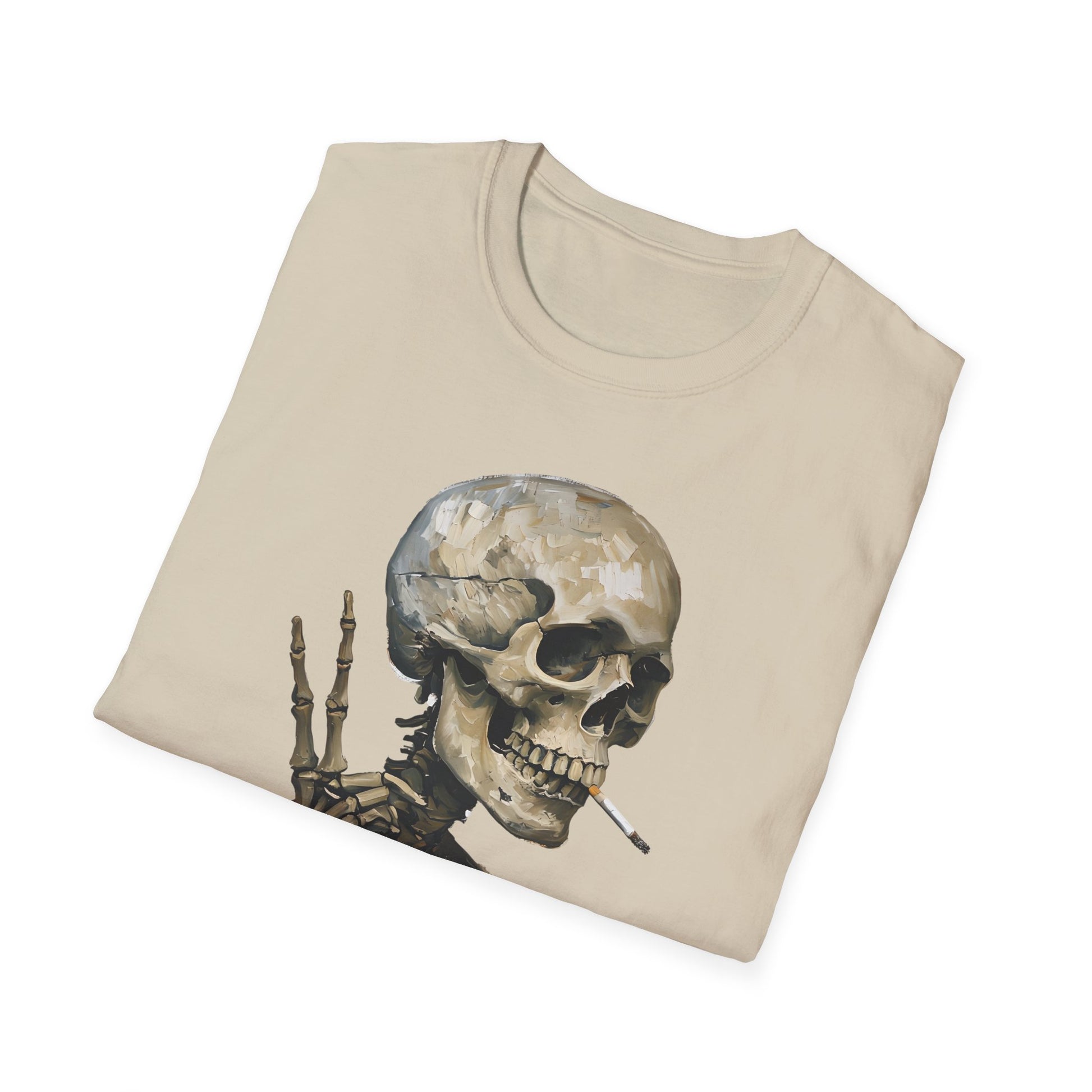 Skeleton Smoking Cigarette Peace Sign Shirt