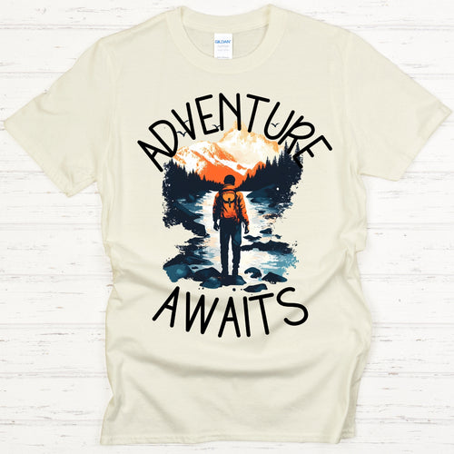 Adventure Awaits Shirt Hiking Mountain Climbing